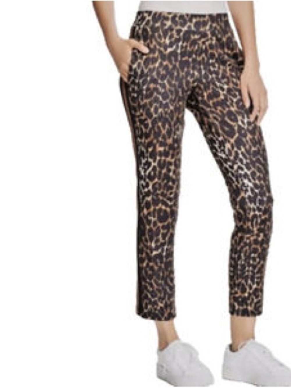 PAM & GELA Leopard Print Track Pants Gold Side Stripe Women’s Size L Athleisure